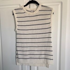 Madewell Ivory Knit Sweater Vest with Stripe